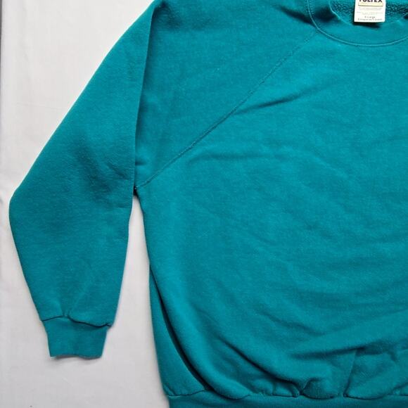 Vintage Blank Tultex Sweatshirt Teal Classic 90s Made in USA X-Large XL Crewneck - Picture 3 of 9